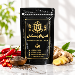 قهوه اسپایسی مگنال ترکیب چربی سوز زنجبیل فلفل چیلی دانه چیا و قهوه عربیکا