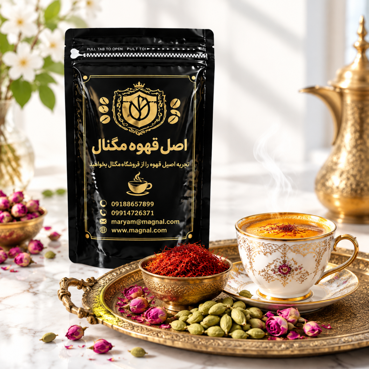 قهوه زعفرانی مگنال؛ شاهکار عطر اصیل ایرانی و تلخی دلنشین قهوه